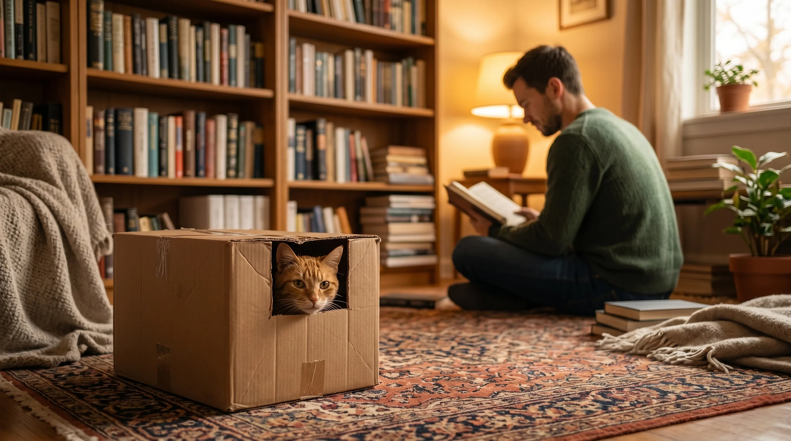 chat craintif adopté dans sa chambre de décompression