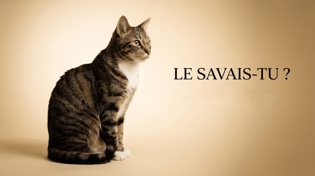 Chat tigré assis de profil sur fond ivoire posture noble : 15 faits surprenants sur les chats validés par la science