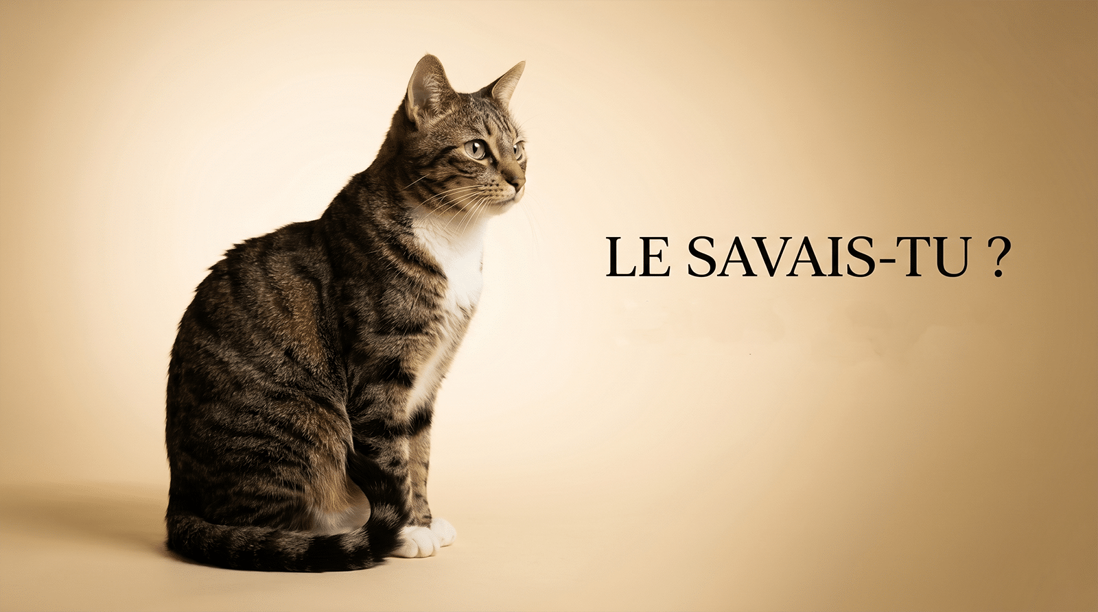 Chat tigré assis de profil sur fond ivoire posture noble, 18 faits surprenants sur les chats validés par la science