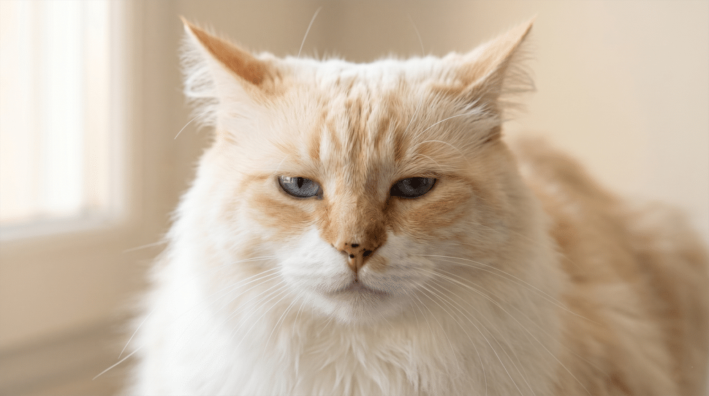 Personne accroupie qui observe la démarche d'un chat pour détecter les signes de douleur, test des 5 minutes pour reconnaître la douleur chez le chat